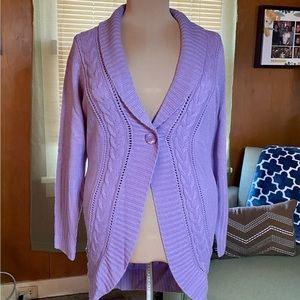 Motto Purple Button Front Shawl Collar Cardigan Sweater (Size L)